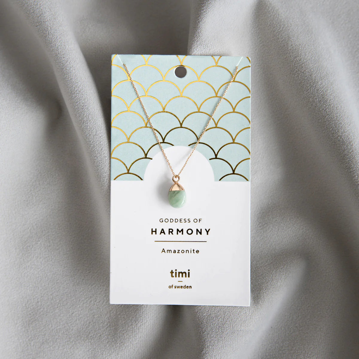 HALVÄDELSTEN AMAZONIT I GULD HALSBAND