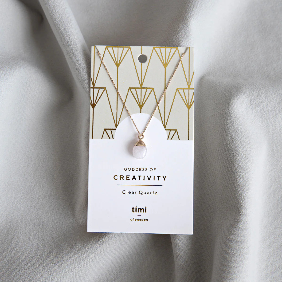 HALVÄDELSTEN KVARTS I GULD HALSBAND