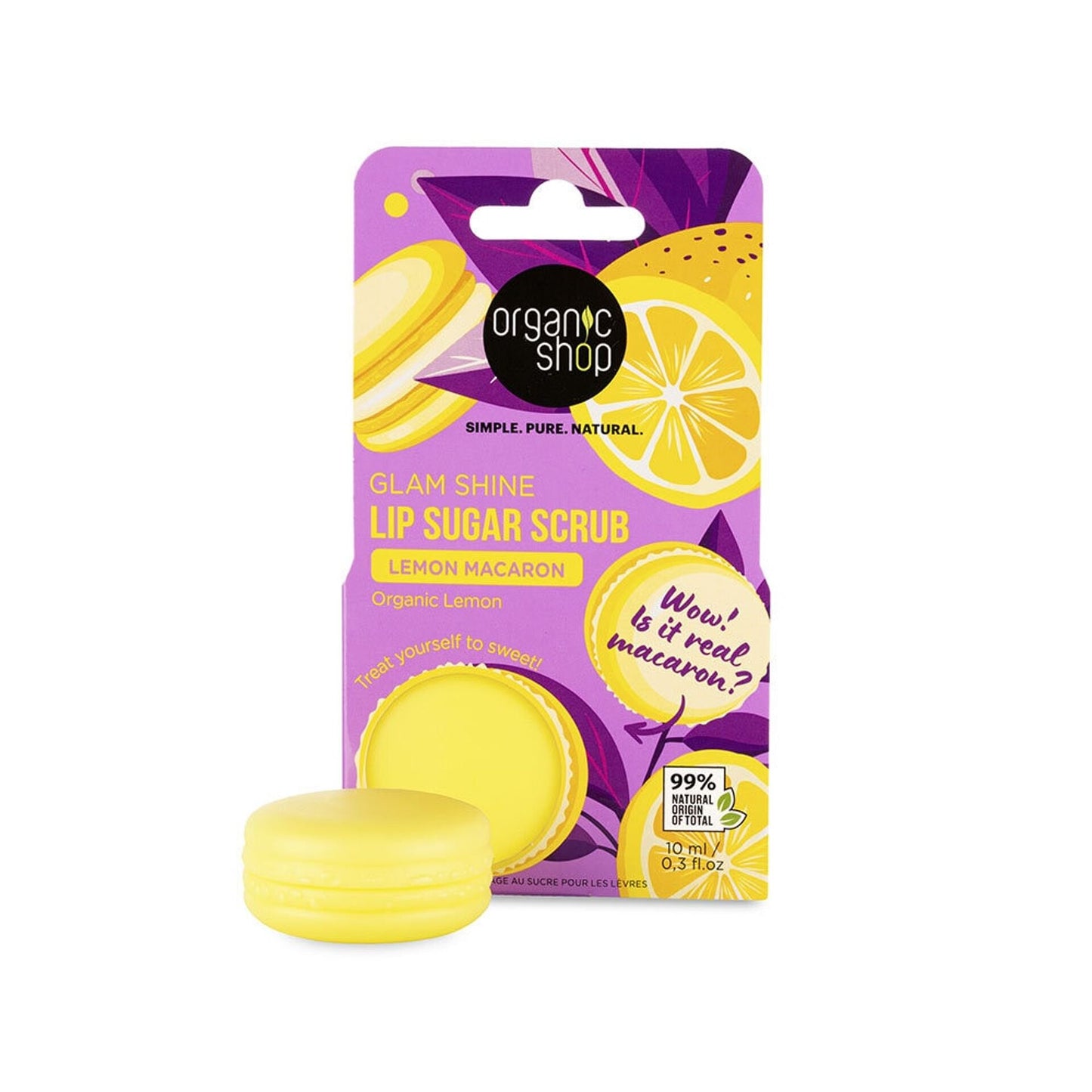Organic Shop Lemon Macaron Lip Sugar Scrub 10ml